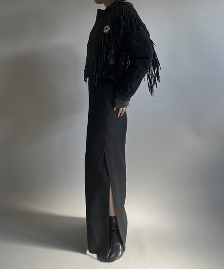 【USED】 Zip Up Fringe Leather Jacket /250201-017