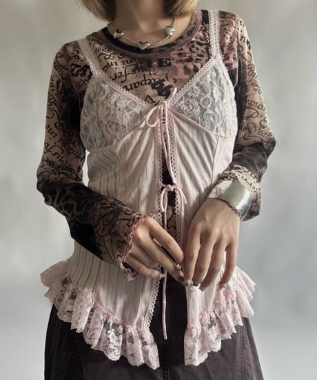 【USED】 Lace Pattern Camisole Top / 250906-006