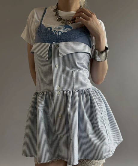 【RE;CIRCLE】  RE Stripe Shirt Mini One-Piece / 260611-003