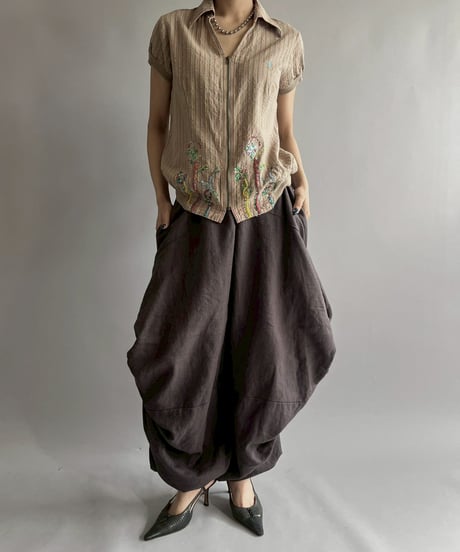 【USED】 Cop.Copine Stripe Zip H/S Top  /251014-001