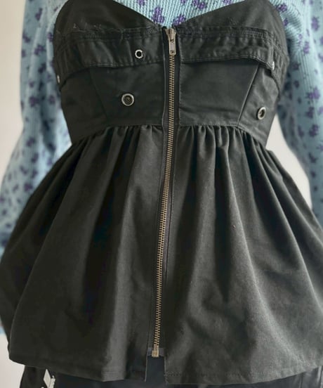 【RE;CIRCLE】 RE U.S Military Rebuild Corset Bustier Black / 260423-002