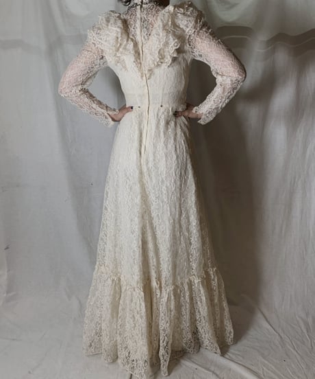 【USED】  USA Flower Patterned Lace Dress③/210429-035