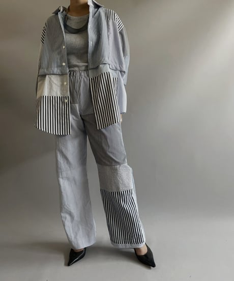 【RE;CIRCLE】 RE Patchwork Strip Pants / 230824-002