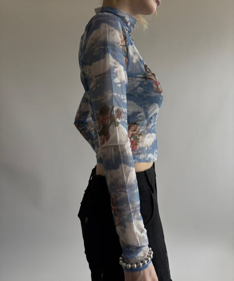 【USED】 Angel Pattern L/S Sheer Top  / 250531-008