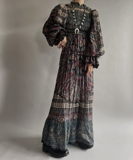 【RE;CIRCLE】 RE Indian Cotton Balloon Sleeved One-piece / 220901-008