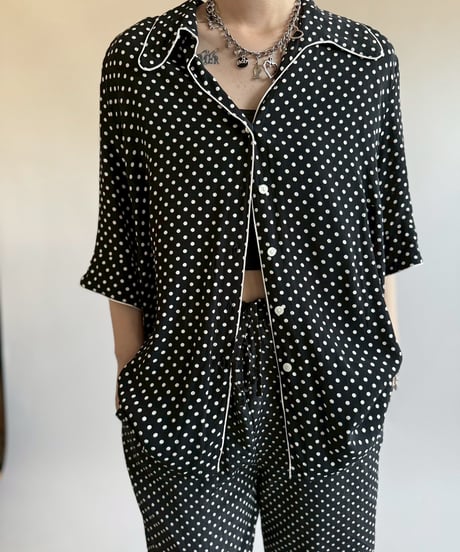 【USED】  Dot Pattern 100% VISCOUSE Pajama Shirt/250510-043