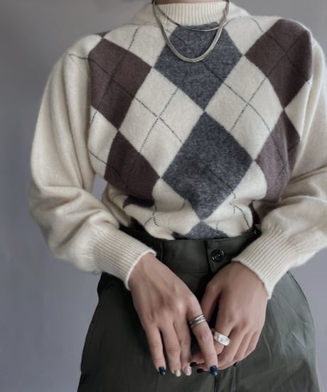 【USED】  Argyle Knit Sweater / 221112-007
