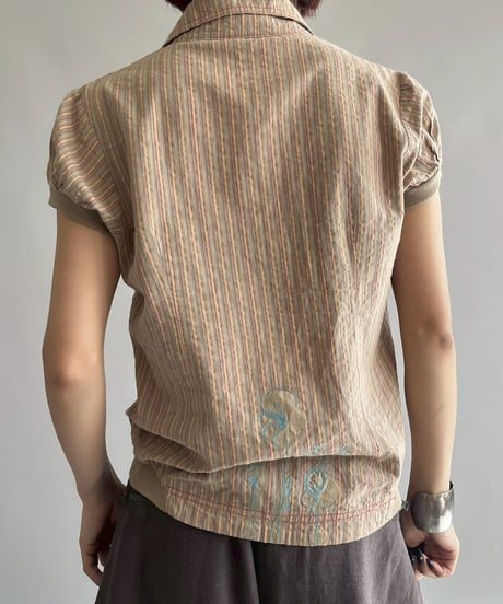 【USED】 Cop.Copine Stripe Zip H/S Top  /251014-001