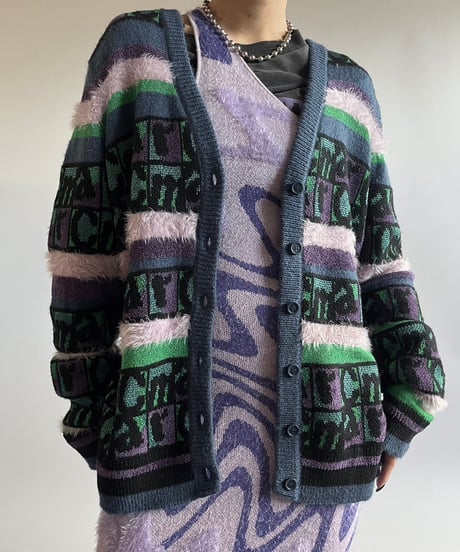 【USED】 HEAVEN Patterned Lame Knit Cardigan /250104-022