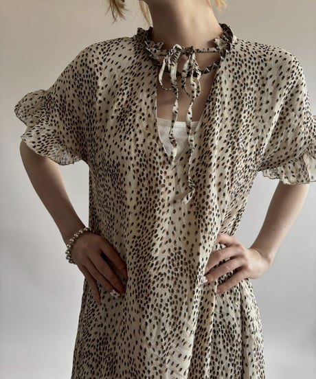 【USED】 Made in ITALY Leopard Pattern S/S One-Piece  / 250531-001