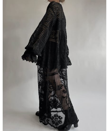 【RE;CIRCLE】 RE Crochet Black Lace One-piece / 220728-019