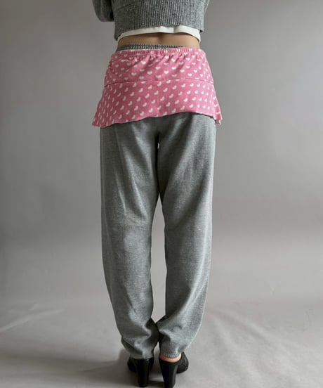 【USED】 Heart Pattern Cut Off Pile Mini Skirt / 260205-008