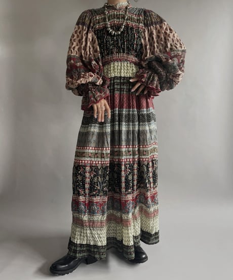 【RE;CIRCLE】 RE Indian Cotton Balloon Sleeved One-piece / 220901-002