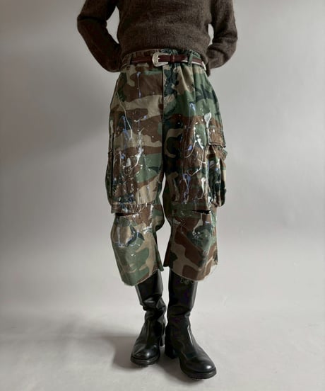 【USED】 Military Camouflage Cut Off Paint Pants /260117-018