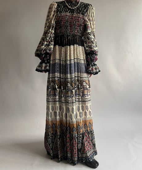 【RE;CIRCLE】 RE Indian Cotton Balloon Sleeved One-piece / 240912-002
