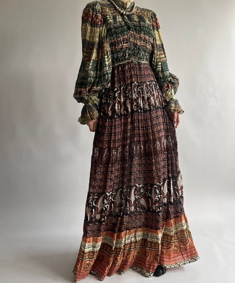 【RE;CIRCLE】 RE Indian Cotton Balloon Sleeved One-piece / 240912-006