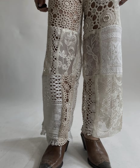 【RE;CIRCLE】 RE Crochet Lace Patchwork Pants / 220427-019