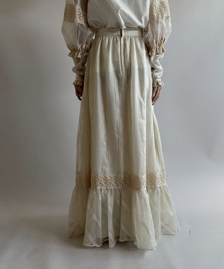 【USED】 Lace Pattern Long Skirt /250628-027