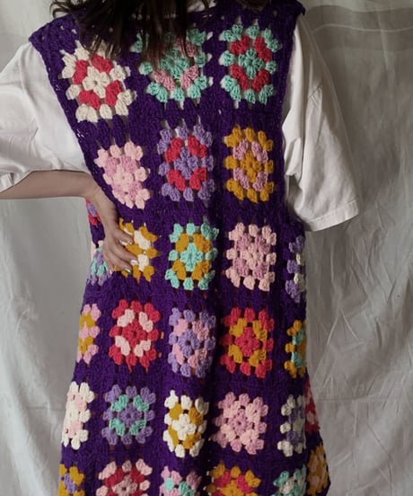 【USED】 Granny Knit Long Vest  /210421-024