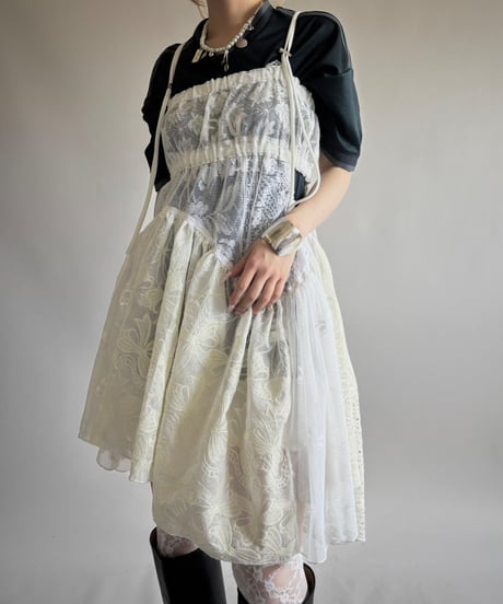 【RE;CIRCLE】RE Crochet Lace Patch work Camisole One-Piece Middle/250731-007