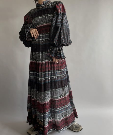 【RE;CIRCLE】 RE Indian Cotton Balloon Sleeved One-piece / 220901-011