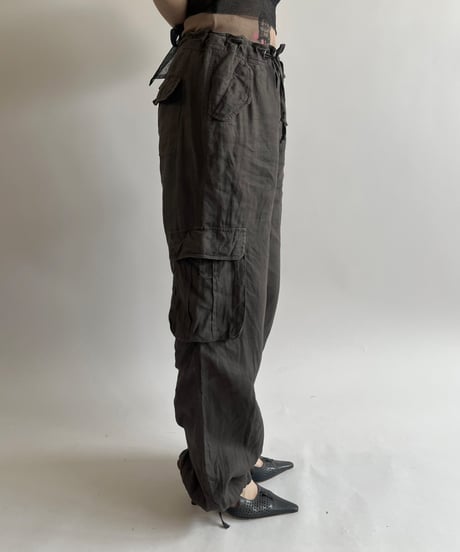 【USED】100% Linen Cargo Pants  / 250517-003