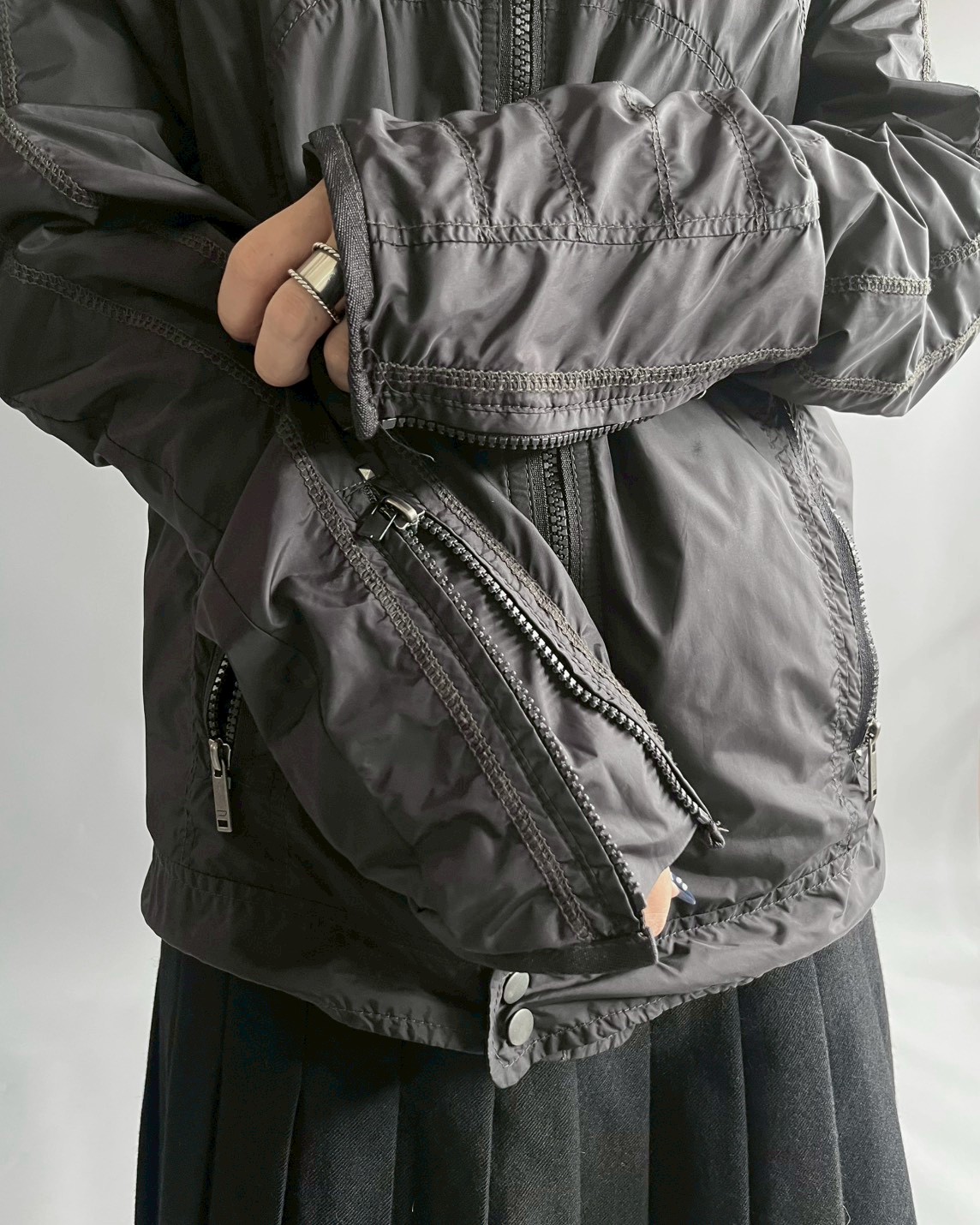 USED】 DIESEL Multi Zip Design Nylon Jacket/MS2