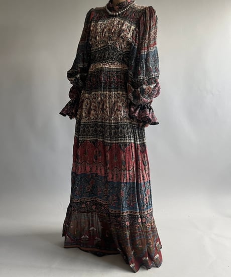 【RE;CIRCLE】 RE Indian Cotton Balloon Sleeved One-piece / 240912-004