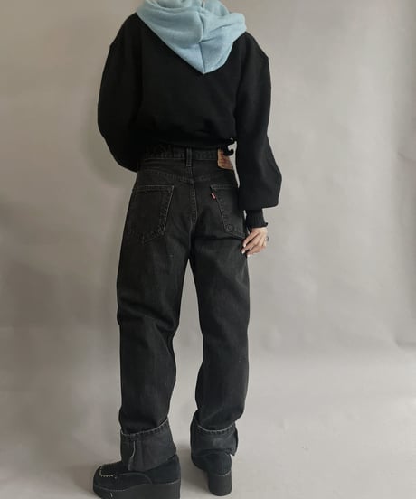 【RE;CIRCLE】 RE Acrylic Knit Cardigan + Hoodie Black × Light Blue / 230220-003