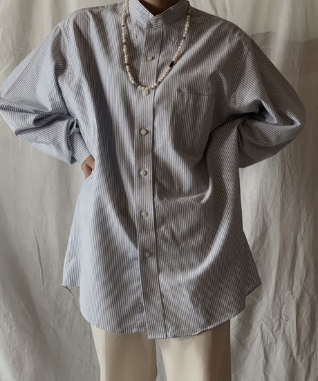 【RE;CIRCLE】 RE Stripe Band Collar Shirt④/210414-032
