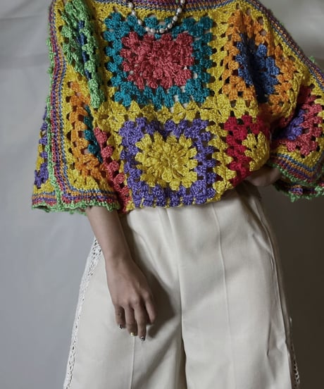 【RE;CIRCLE】 RE Granny Knit S/S Top②/210917-016