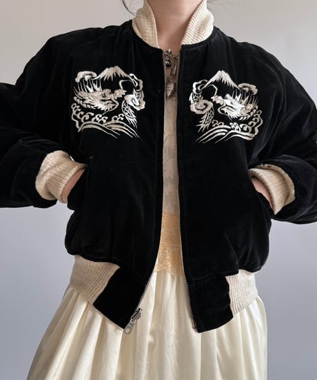 【USED】 50's Vintage Souvenir Jacket Reversible 別珍 TTS Zipper /250104-014