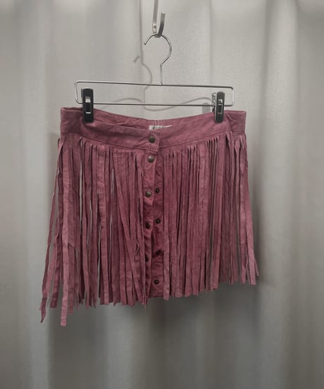 【USED】 Suede Leather Skirt Pink / 230304-001