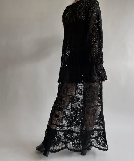 【RE;CIRCLE】 RE Crochet Black Lace One-piece / 220728-019