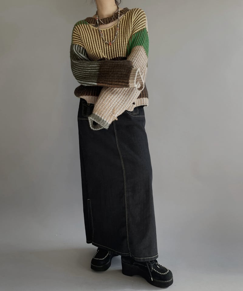 USED】 ECKHAUS LATTA Patterned Knit Top /240127