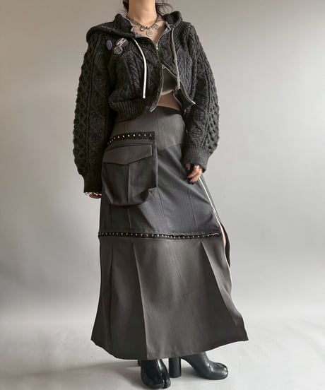 【RE;CIRCLE】 RE Aran Knit Double Zip-up Parka / Charcoal / 251030-006