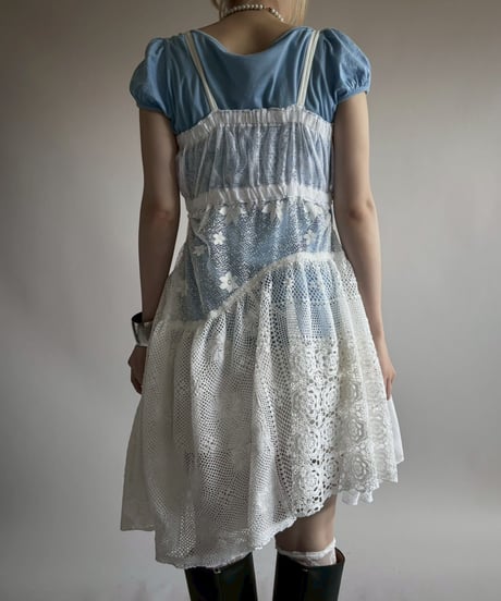 【RE;CIRCLE】RE Crochet Lace Patch work Camisole One-Piece Middle/250731-005