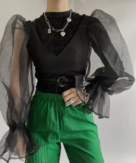 【USED】  L/S See-through Puff Sleeve top  / 230916-018