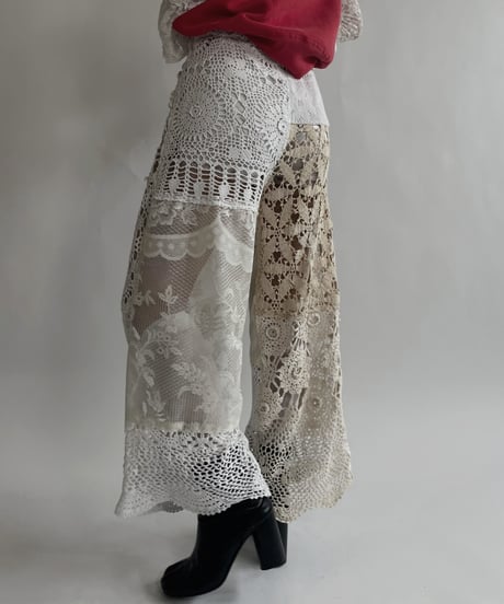 【RE;CIRCLE】 RE Crochet Lace Patchwork Pants / 220526-018