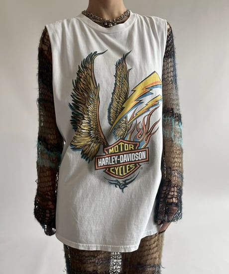 【USED】   Made in USA HARLEY- DAVIDSON Cut off Tank Top /250510-003
