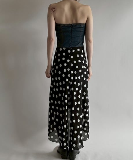 【USED】 Dot Pattern Denim One-Piece  / 250628-023