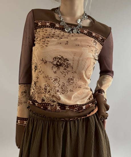 【USED】 ANAC Flower Pattern Sheer Top / 260502-017