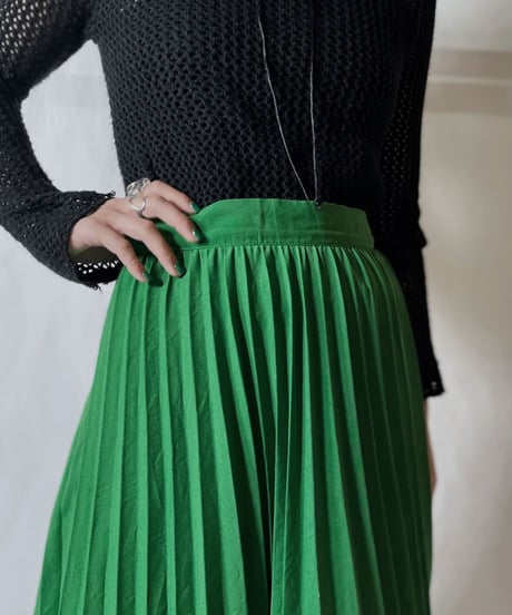 【USED】 Poly Long Pleats Skirt①/20210819-005
