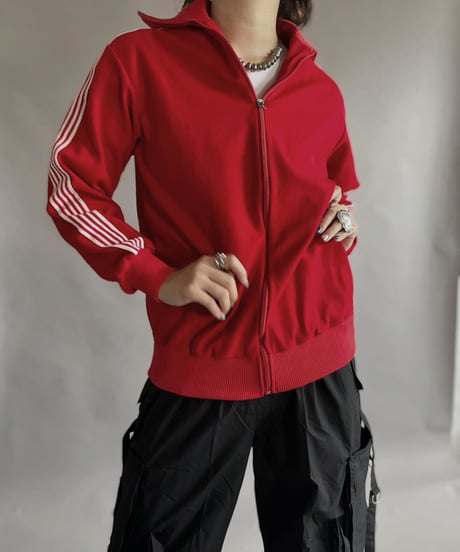 【USED】 Poly Zip-up Line Top Red / 230128-005