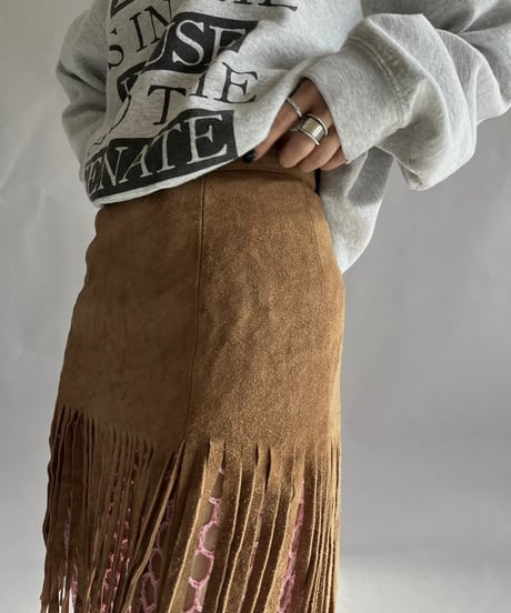 【USED】 Suede Fringe Skirt / 241214-013