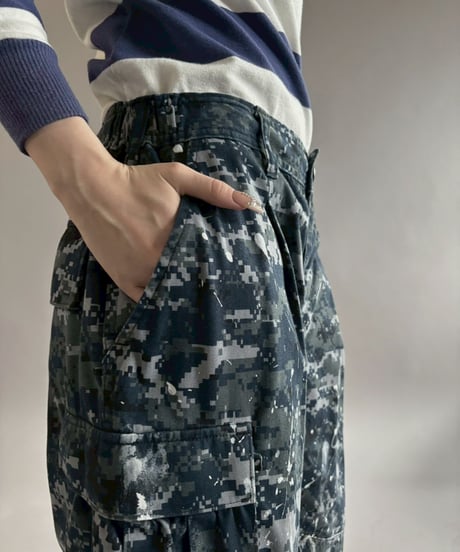 【USED】 Military Camouflage Cut Off Paint Pants /260226-011