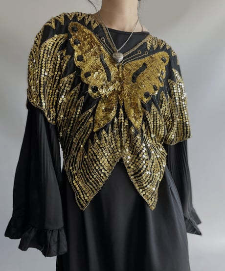 【USED】100% Silk Spangle Top / 231112-006