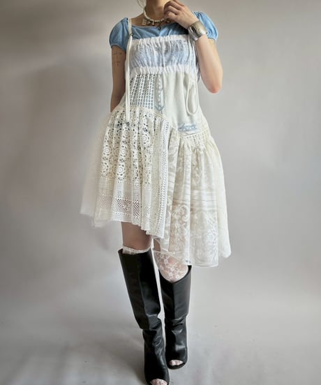 【RE;CIRCLE】RE Crochet Lace Patch work Camisole One-Piece Middle/250731-005