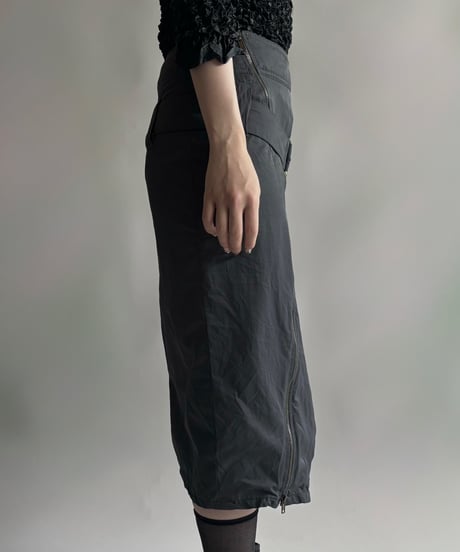 【USED】 Belt Design Zip-Up Skirt / 250906-004