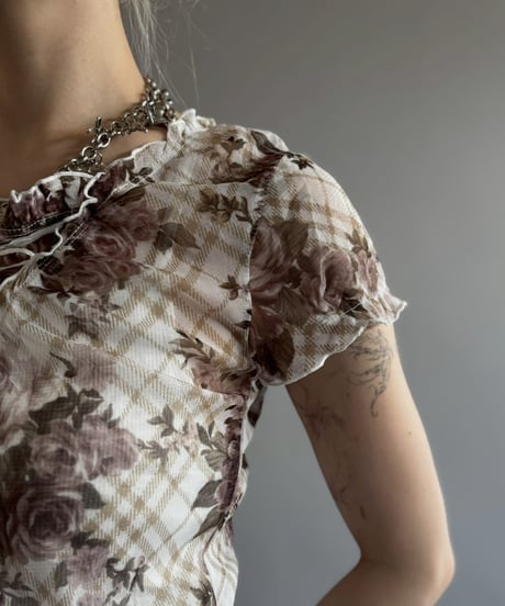 【USED】 Sheer Design S/S Top / 260622-011